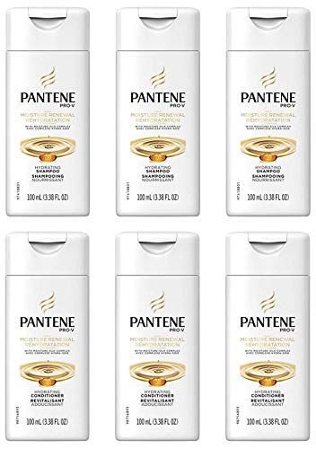 Pantene Shampoo & Conditioner Bundle, Daily Moisture Renewal, 3.38 Oz Travel Size (3 Duo Sets)