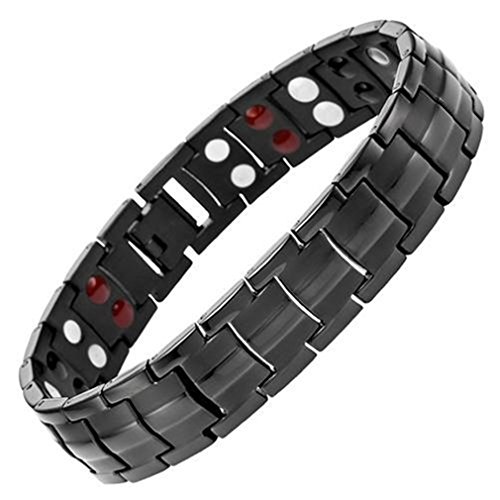 Starista Jewelry Pure Titanium Double Row 4 Elements Magnetic Health Bracelet Power Wristband for Men