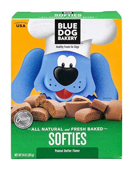 Blue Dog Bakery Natural Soft Dog Treats, Peanut Butter Flavor Softies, 10 Ounce (Pack of 6)