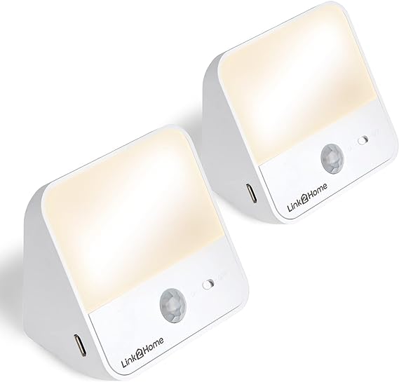 Link2Home Motion Sensor LED Night Light Rechargable Magnetic, Under Cabinet, Closet Lights, Under Counter, Puck Light, Wall Light 2 Pack…