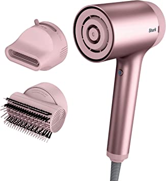 Shark HD112PKBRN HyperAIR Fast-Drying Hair Blow Dryer with IQ 2-in-1 Concentrator and Styling Attachments, Auto Presets, Rotatable Hot Air Brush, No Heat Damage, Ionic, Rose