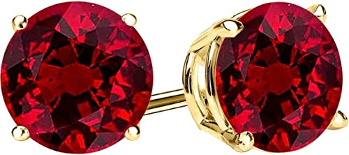 1/2-10 Carat Total Weight Ruby Stud Earrings 4 Prong Push Back