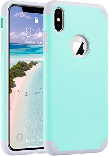 ULAK iPhone Xs Max Case, Slim Protective Cover Hybrid Soft Silicone Rubber Hard Back Cover Anti Scratch Bumper Case for Apple iPhone Xs Max 6.5 Inch 2018 (Mint Green)