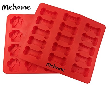 Mehome Silicone Mold Dog Paws Bones Fish for Soap, Bread, Loaf, Muffin, Brownie, Cornbread, Cheesecake, Pudding,Baking,cake Mould (Pow bones)