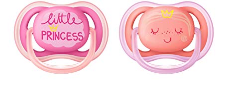 Philips Avent Ultra Air Pacifier, 6-18 months, pink/peach, fashion decos, 2 pack, SCF343/22