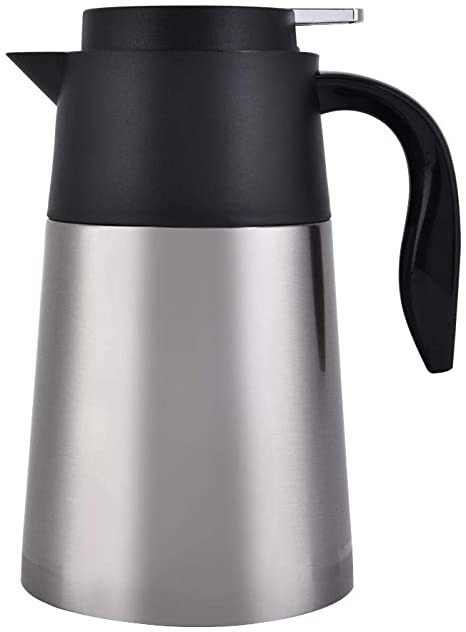 Fdit Stainless Steel Thermal Coffee Carafe Coffee Carafe Airpot Insulated Insulated Coffee Thermos for Tea Coffee Water Hot Beverage(1.6L)