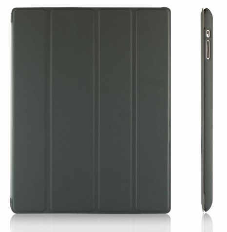 JETech® Gold Slim-Fit iPad Smart Cover Case for Apple iPad 2 iPad 3 iPad 4 (2014 Version with Built-in Stand and Front/Back Protection and Built-In Magnet for Sleep/Wake Feature) (iPad 2/3/4, Dark Grey)