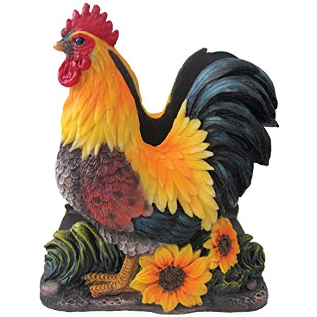 Ebros Gift Farm Rooster on Sunflowers Kitchen Napkin Holder Statue Decorative Figurine Of Chickens Roosters Hens Chicks Farm Animal Decor