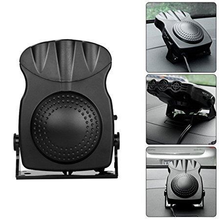 Junda Portable Car Heater Fast Heating Quickly Defrosts Defogger with 3-Outlet, Suitable for 12V 150W Auto Car, Black