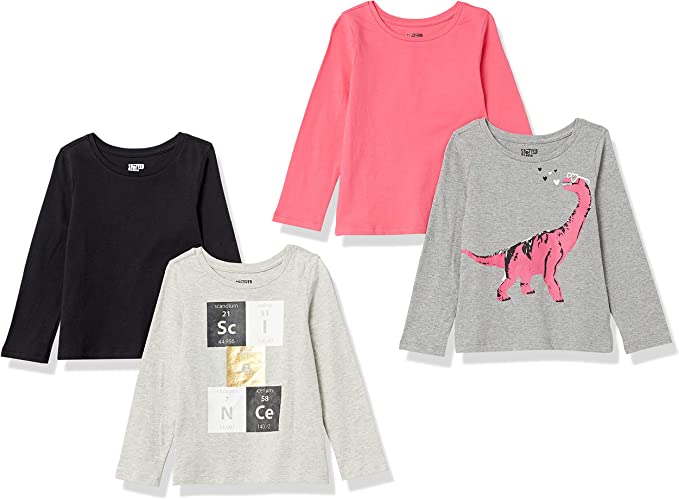 Spotted Zebra Girls and Toddlers' Long-Sleeve T-Shirts, Multipacks