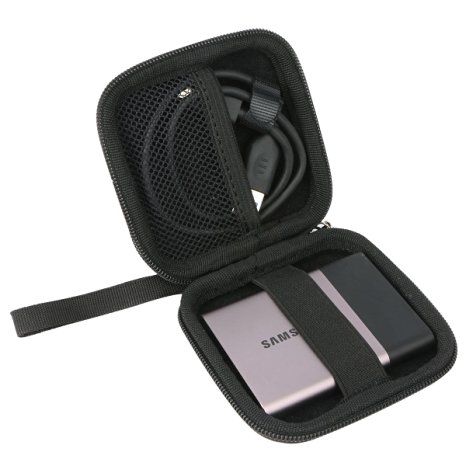 Khanka Protective Zipper Carrying Storage Travel Hard Case Cover Bag for Samsung T1 / T3 Portable 500GB USB 3.0 External SSD - Black