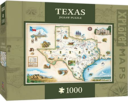 MasterPieces Xplorer Maps Jigsaw Puzzle, Texas, 100% Made in USA, 1000 Pieces