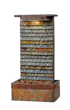 Kenroy Home 51023SLCOP Stave Indoor/Outdoor Table Fountain with Light, Slate and Copper