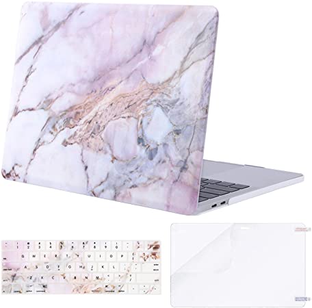 MOSISO MacBook Pro 13 Inch Case 2019 2018 2017 2016 A2159 A1989 A1706 A1708 w/ & w/o Touch Bar,Plastic Pattern Hard Case&Keyboard Cover&Screen Protector Compatible with Mac Pro 13,Colorful Marble