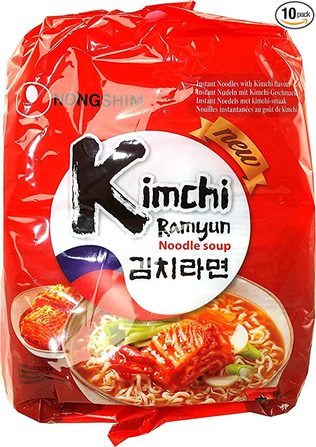 NongShim Kimchi Ramyun Noodle Soup, Pack of 10