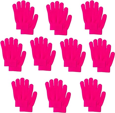 Alytimes 10 Pairs Magic Stretch Gloves, Unisex Kid's Warm Gloves Knitted Full Fingers Gloves(3-10 Years)