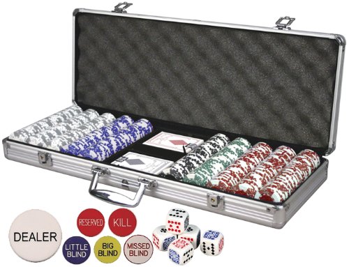 Da Vinci Premium Set Poker Set with Card-Suited Poker Chips, 6 Dealer Buttons, Cards, & Dice
