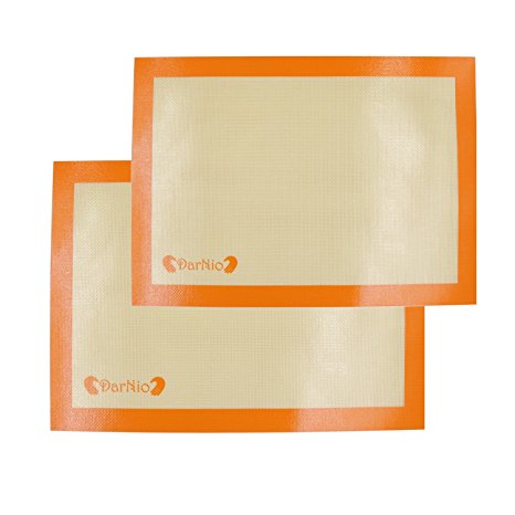 Silicone Baking Mat Set (2) Sheets - Non Stick Cookie Sheets Professional Grade (Orange) - DarNio
