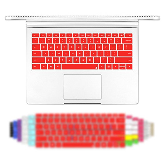 Masino Silicone Keyboard Cover Ultra Thin Keyboard Skin for Microsoft Surface Book Book 2 (Silicon Keyboard Skin-Red)