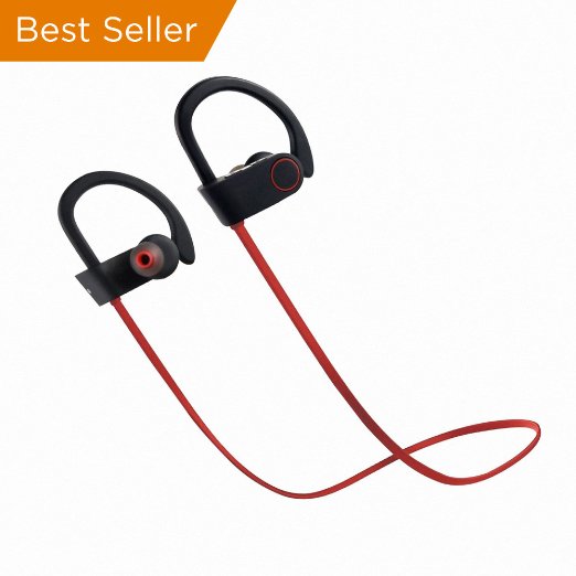 Wireless Bluetooth Sports Headphones Sweatproof Mini Stereo Earphones w Mic for iPhone Samsung HTC Red