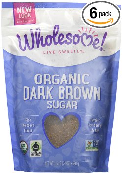 Wholesome Sweeteners Fair Trade Organic Dark Brown Sugar, 24-Ounce Pouches (Pack of 6)