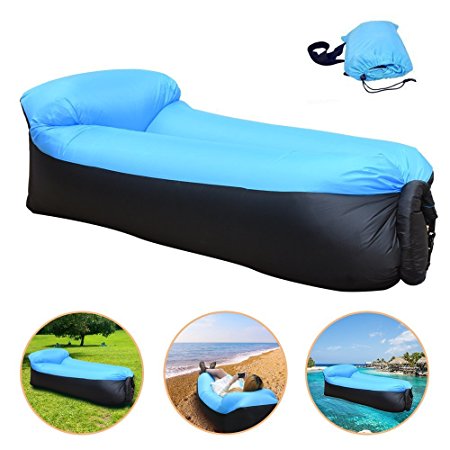 Inflatable Floating Lounge Lounger Chair Lazy Sofa, Outdoor or Indoor Compression Bed Couch