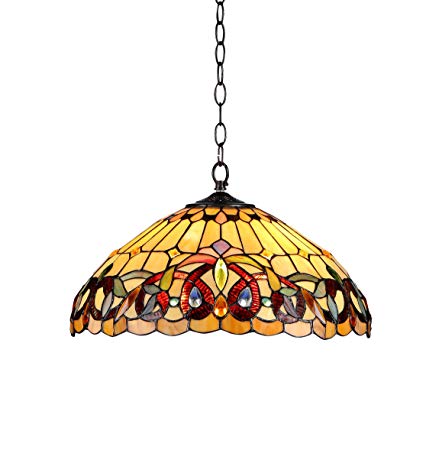 Chloe Lighting CH33353VR18-DH2 Tiffany-Style Victorian 2 Light Ceiling Pendent Fixture 18-Inch Shade, Multi-Colored