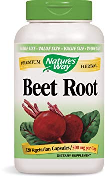 Nature's Way Beet Root; 1 gram Beet Root per serving; TRU-ID Certified; Gluten-Free; Vegetarian; 320 Capsules