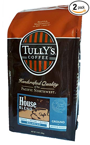 Tully's Coffee House Blend, Ground, 12-Ounce Bags (Pack of 2)