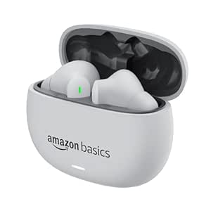 (Refurbished) amazon basics True Wireless in-Ear Earbuds with Mic, Low-Latency Gaming Mode, Touch Control, IPX5 Water-Resistance, Bluetooth 5.3, Up to 60 Hours Play Time, Voice Assistance and Fast Charging (White)