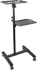 StarTech.com Mobile Projector and Laptop Stand/Cart - Heavy Duty Portable Projector Stand (2 Shelves, hold 22lb/10kg each) - Height Adjustable Rolling Presentation Cart w/Lockable Wheels (ADJPROJCART)