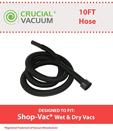 Replacement for Shop-Vac 10 Foot Hose (stretches to) Fits Vacs W/ 2-1/4 Inch Openings, by Think Crucial