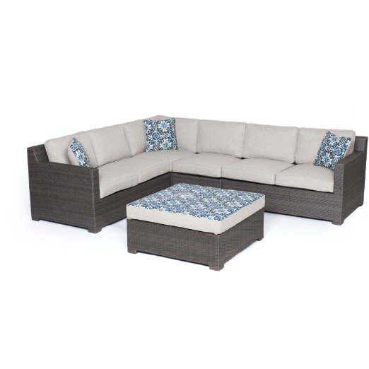 Hanover Metropolitan 5-Piece Outdoor Lounge Set, Silver Lining