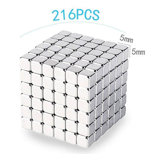 Magnetic Holders Multi-Use Square Cube Magnets Toy Puzzle Magnet Block Magic Cube Education Toys Metal Office Toy & Stress Relief for Adults（5MM)