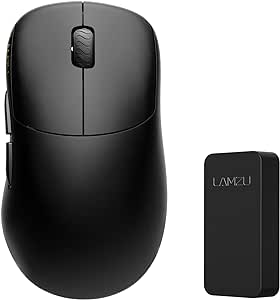 Lamzu Thorn 4K Wireless Gaming Mouse, Ultra-lightweight 52g, 26000DPI, Ergonomic, Optical Switch, Silver TTC Encoder, PAW3395 Sensor, MCU Nordic 52840-Black,4K Dongle Included