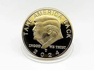 Trump Coin: Commemorative 45th President Tribute - 2024 'Take America Back' Design - Elegantly Crafted with Golden Finish - Collector's Edition with Protective Case