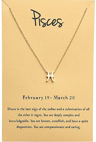 Zealmer 18K Gold Plated 12 Zodiac Sign Letter Pendant Necklace 18" Birthday Gift