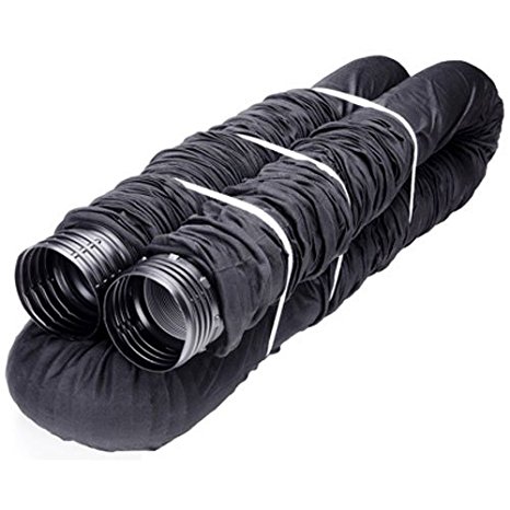 Flex-Drain 51510 Flexible/Expandable Landscaping Drain Pipe, Perforated with Filter Sock, 4-Inch by 25-Feet