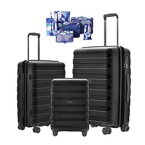 Ginza Travel PP Material Luggage 3 Piece Sets Lightweight Spinner Suitcase Luggage Expandable（all 20 24 28)