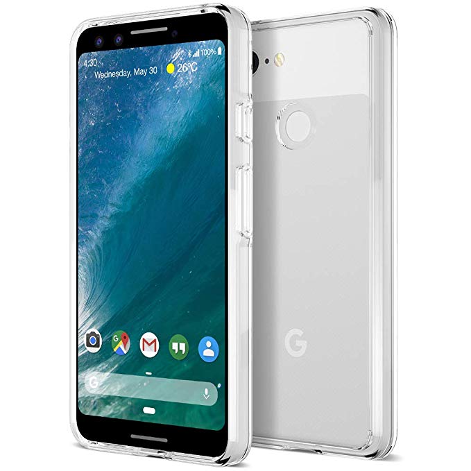 Trianium CLARIUM Series Case Designed for Google Pixel 3 (2018) Premium Clear Hybrid Cover with Shock Absorption TPU & PC Back Reinforced Rigid Corner Cushion/Scratch Resistant - Clear