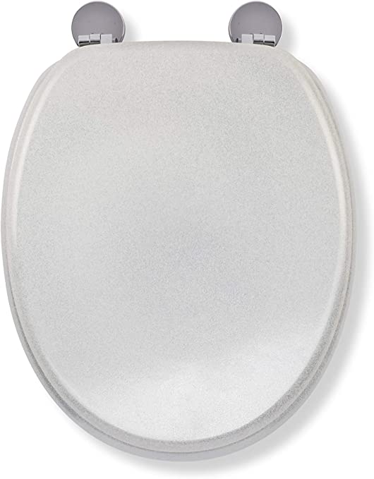 Croydex Flexi-Fix Quartz Always Fits Never Slips Anti Bacterial Toilet Seat, Wood, White, 44.5 x 38 x 6 cm