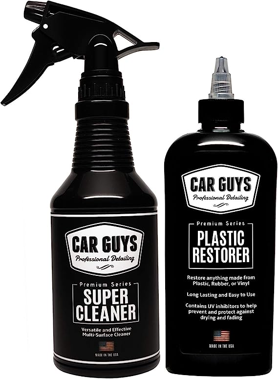 CarGuys Car Detailing Kit Super Cleaner & Plastic Restorer, Works Best to Clean, Restore and Protect UV Faded Interior or Exterior Vinyl, Rubber, Trim, Tires, Dashboards, and Much More!