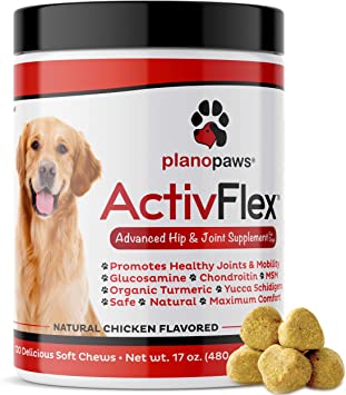 ActivFlex - Glucosamine for Dogs Hip and Joint Supplement - Safe Joint Support for Dogs - Natural Dog Joint Supplement with Glucosamine Chondroitin MSM Turmeric - 120 Dog Arthritis Pain Relief Chews