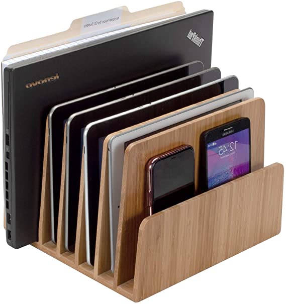 MobileVision Bamboo Device Organizer for Smartphones, Tablets and Laptops, 7 Slots