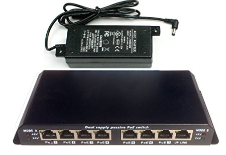 8 port Ethernet switch with Passive PoE on 7 ports -WS-POES-8-7-48v60w - power over ethernet for 802.3af with 48 volt 60 watt supply