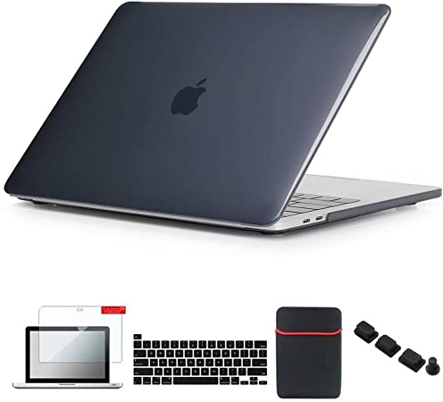 Se7enline MacBook Pro 2020 Case 13 inch Plastic Hard Shell Laptop Cover for MacBook Pro 13-inch Model A2251/A2289 with Touch Bar with Sleeve, Keyboard Cover, Screen Protector, Dust Plug, Crystal Black
