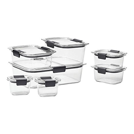 Rubbermaid Brilliance Food Storage Container, 14-Piece Set, 100% Leak-Proof, Plastic, Clear