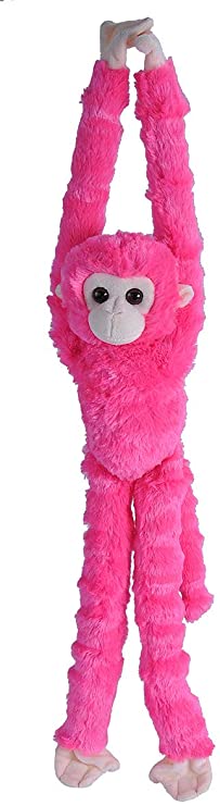 Wild Republic Hanging Plush Monkey Plush, Stuffed Animal, Plush Toy, Gifts for Kids, Pink, 22"