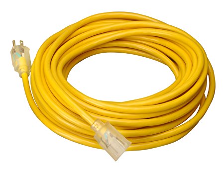 Coleman Cable 02689 10/3 Vinyl Outdoor Extension Cord with Lighted End, 100-Foot