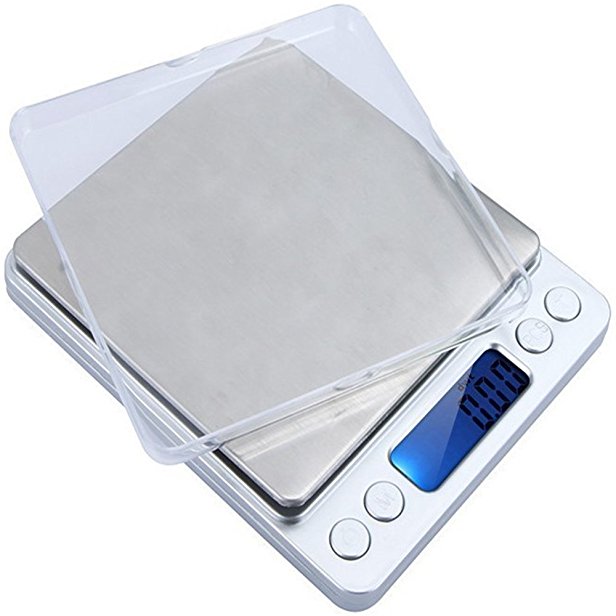 BEMAGSA 1000g/0.01g Digital Kitchen Food Scales,Multifunctional High-precision Stainless Steel Pocket Electronic Scale, with Back-Lit LCD Display, Tare, PCS Features(Silver)